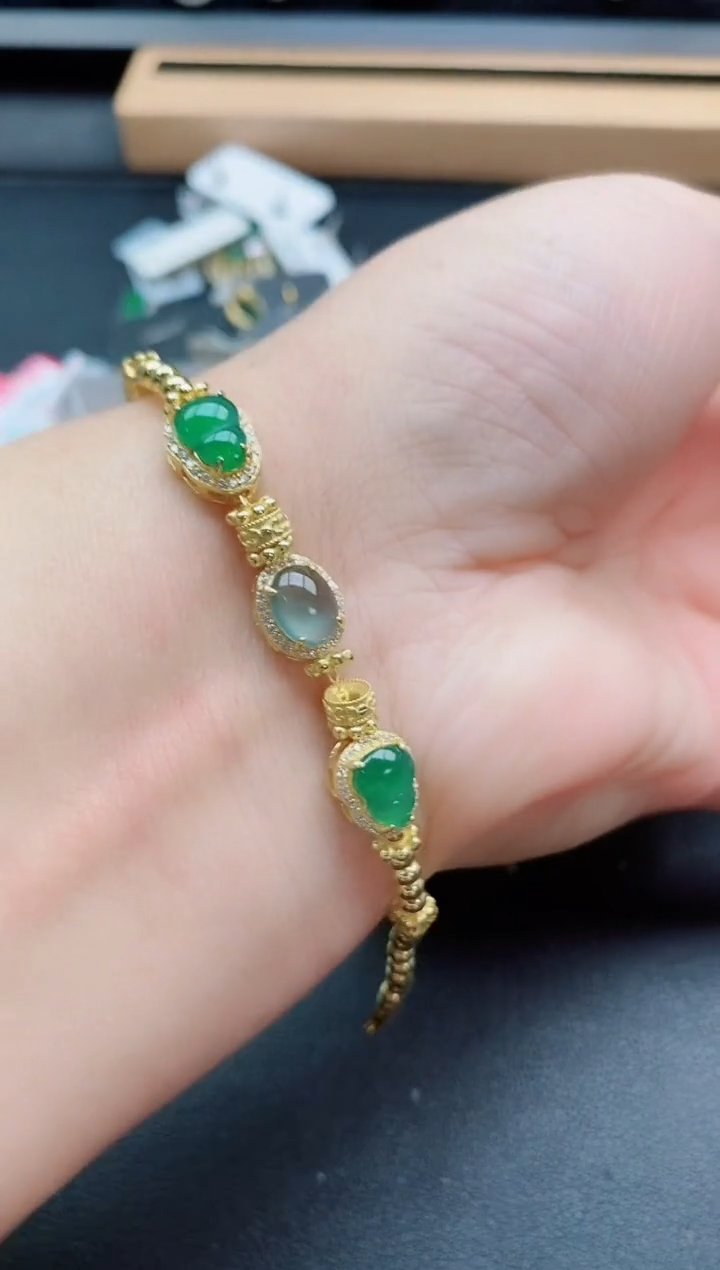 银S925镶嵌戒指翡翠1