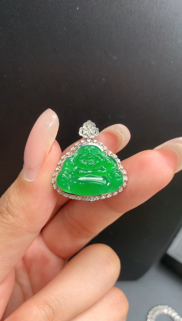 【闪购商品】翡翠颈饰18K金镶嵌佛1596