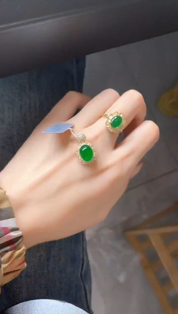 银S925镶嵌戒指翡翠51151