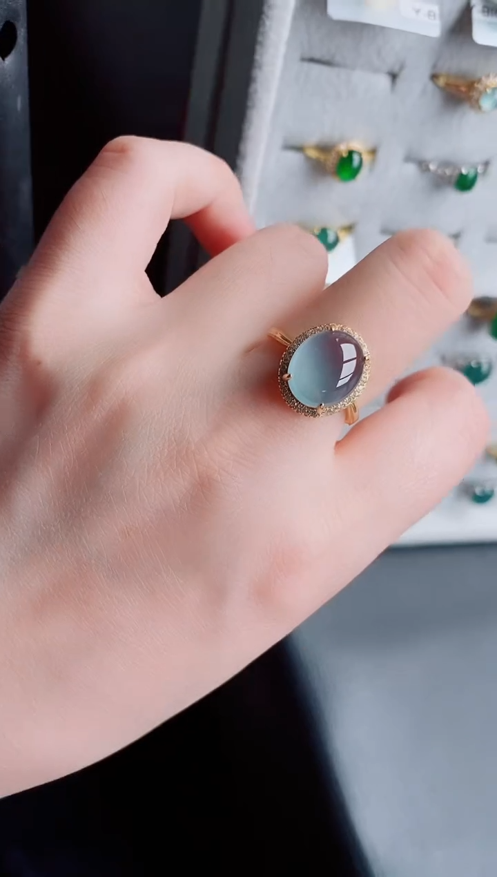 【闪购商品】翡翠戒指银S925镶嵌天然a货翡翠369