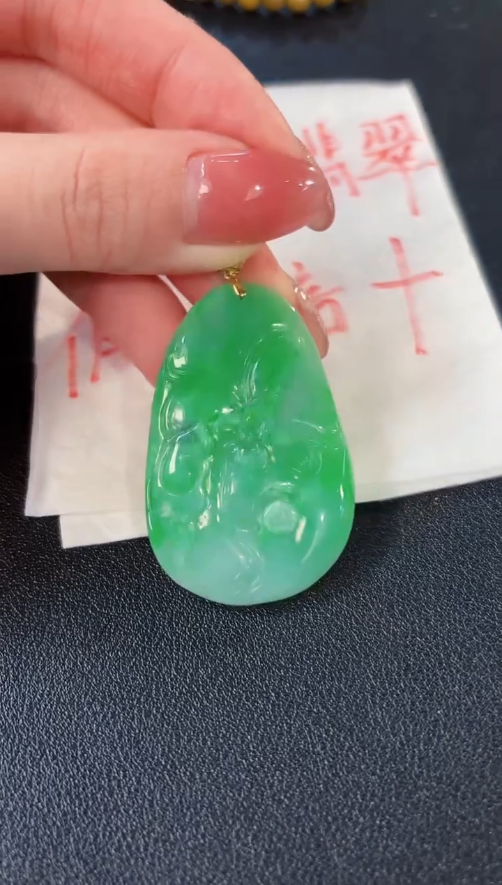 【闪购商品】翡翠颈饰18K金镶嵌缅料A货/支持复检/一件