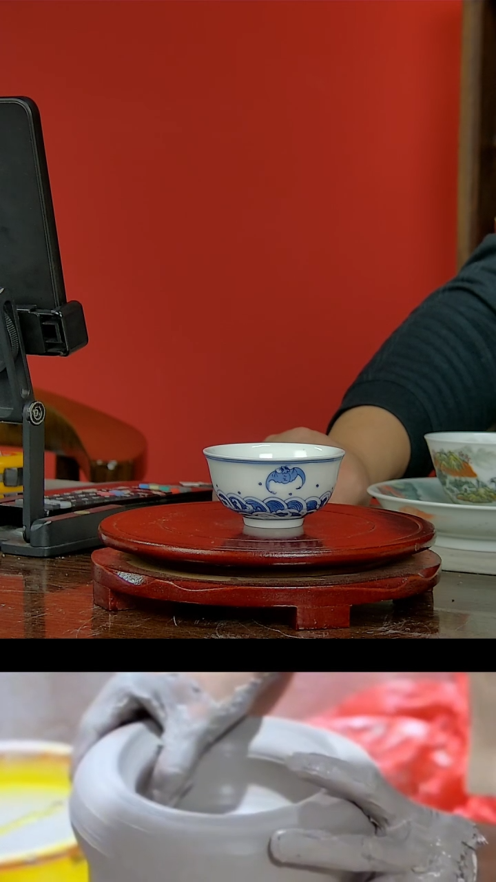 【闪购商品】006景德镇民间艺人青花海浪纹主人杯