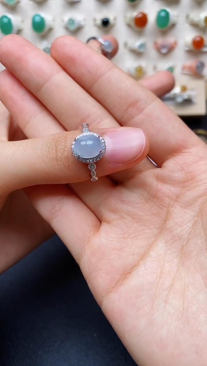 【闪购商品】翡翠戒指银S925镶嵌缅甸翡翠