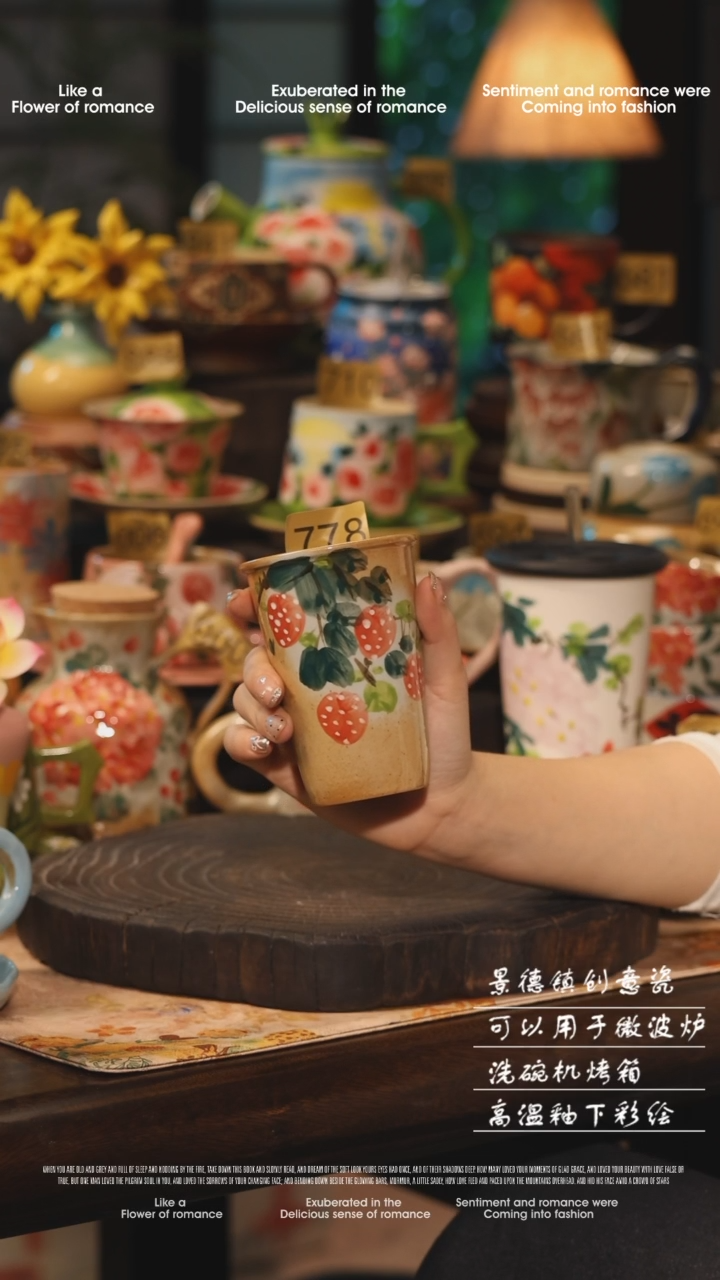 陶瓷景德镇高温釉下彩绘设计师款式