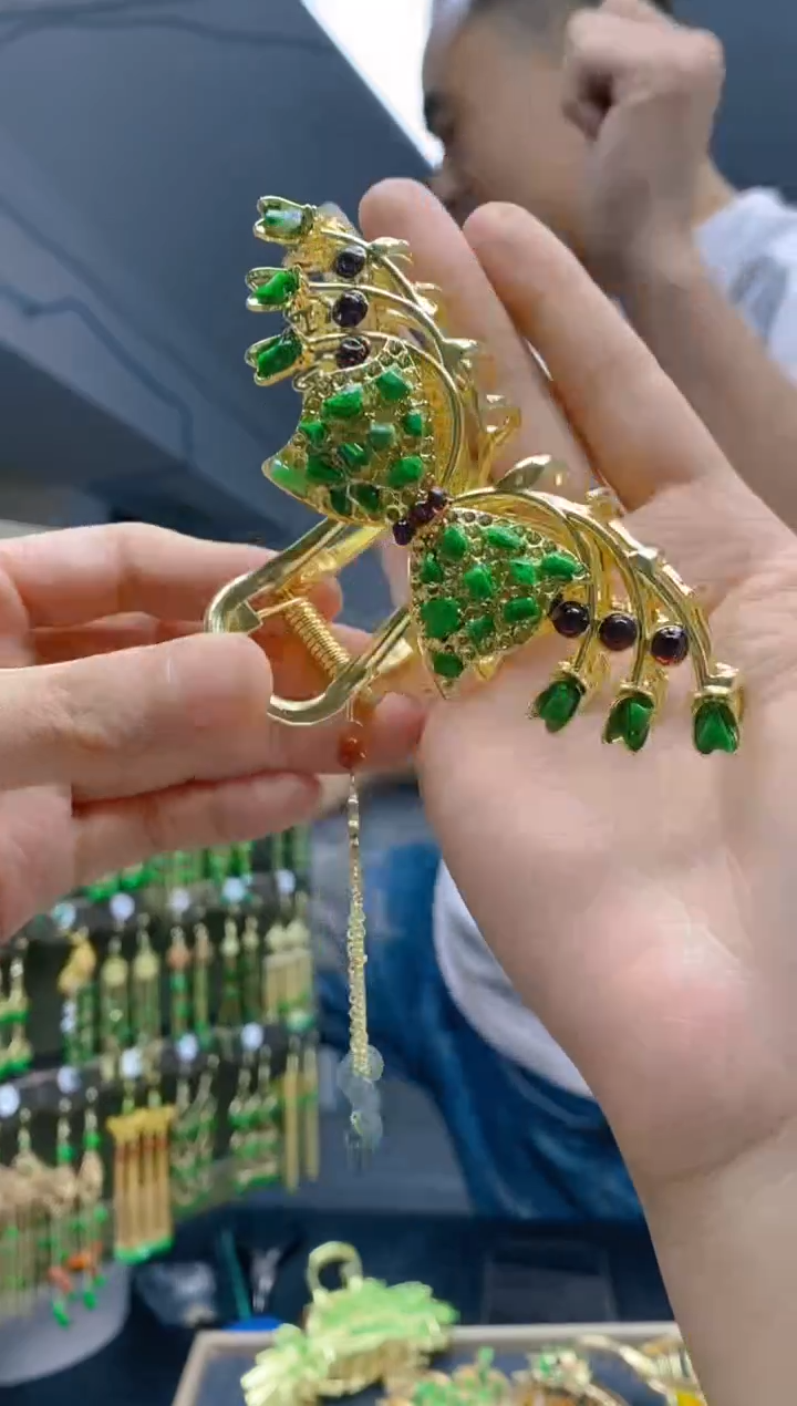 【闪购商品】翡翠耳饰合金172翡翠发簪