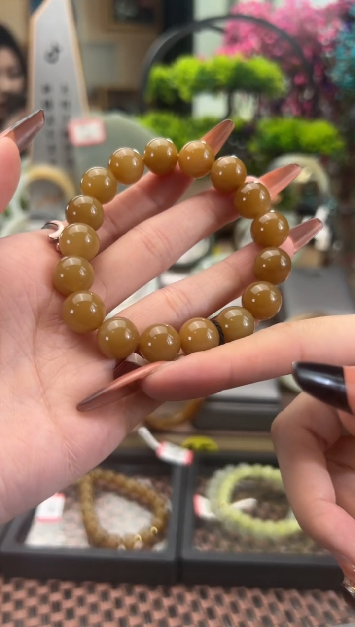 【闪购商品】和田玉手串未镶嵌若羌料糖手串卡12