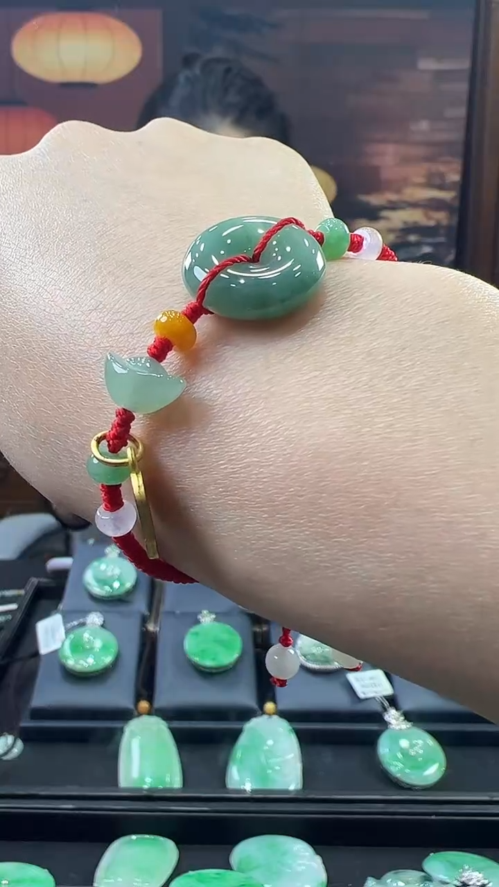 未镶嵌挂件翡翠平安扣手绳