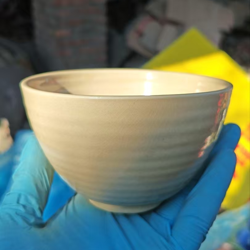 特价瑕疵茶杯，米色炫纹茶钵2只