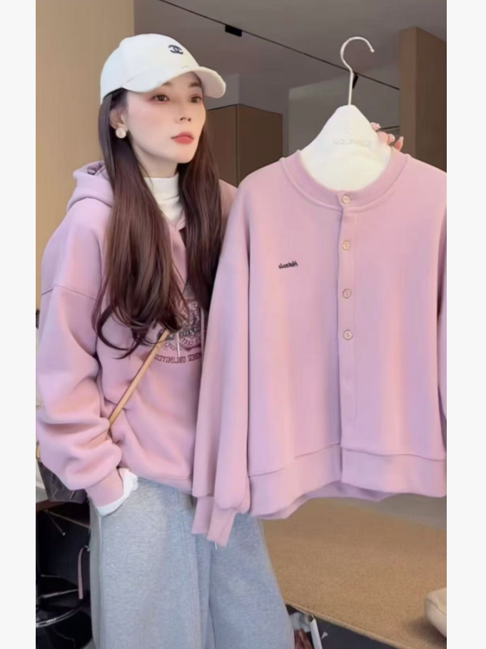 秋冬加绒主推 蔷薇玫瑰 时尚休闲多色百搭欧韩开衫连帽卫衣