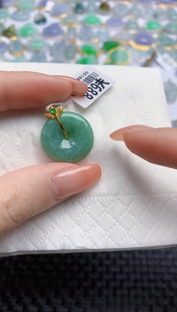 【闪购商品】翡翠颈饰18K金镶嵌天然翡翠A货