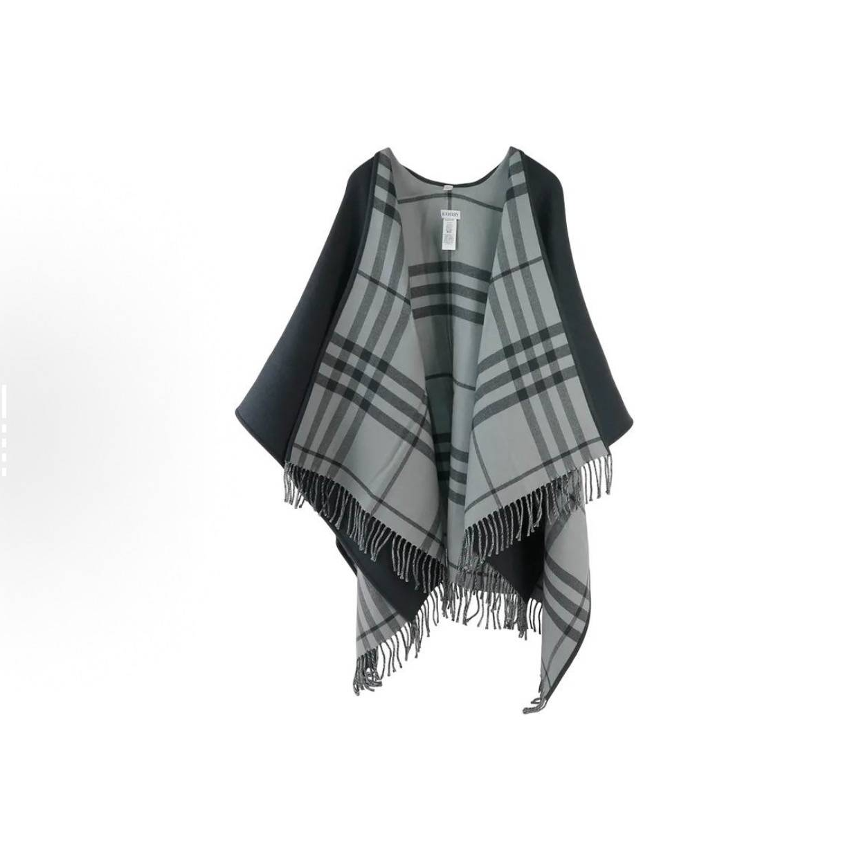 未使用 BURBERRY/博柏利 【念念】大格纹流苏披肩 灰色灰色