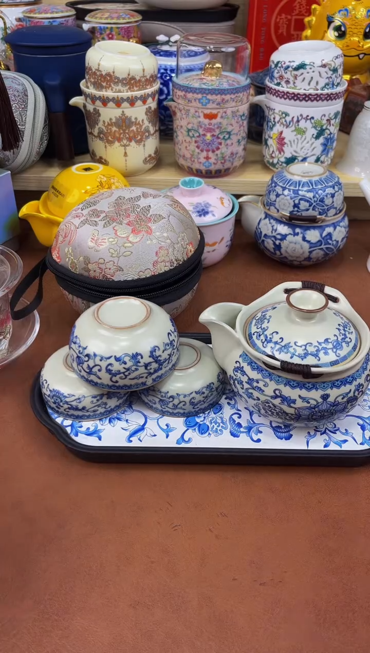 陶瓷茶具摆件旅行套组