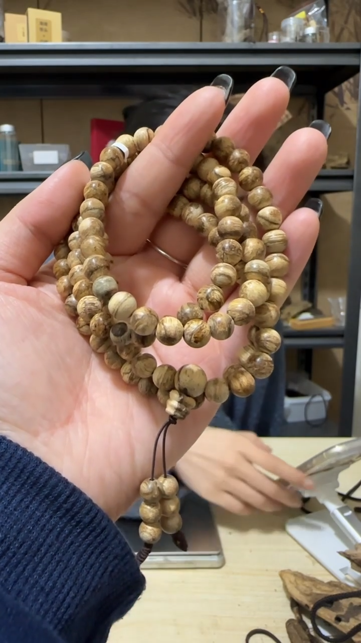 【闪购商品】沉香手串24号达拉干虎斑纹圆珠多圈卡7