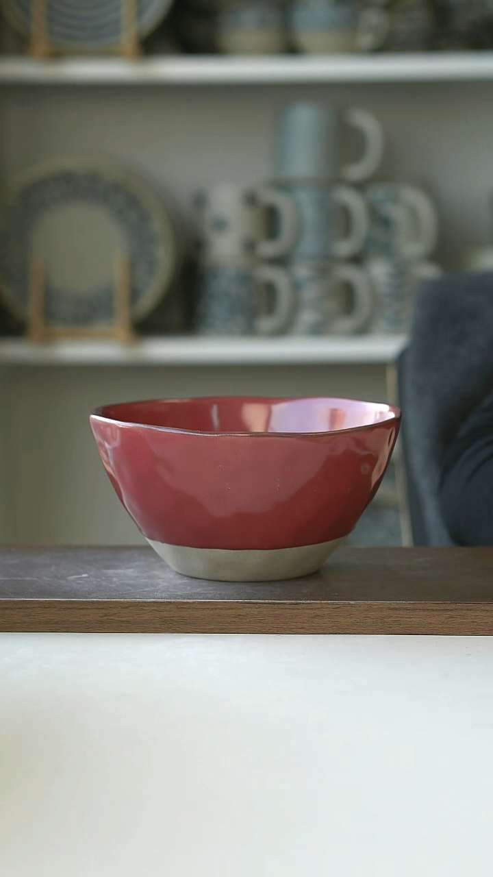 陶出德国安可拉红面汤碗15cm@4-2@微瑕