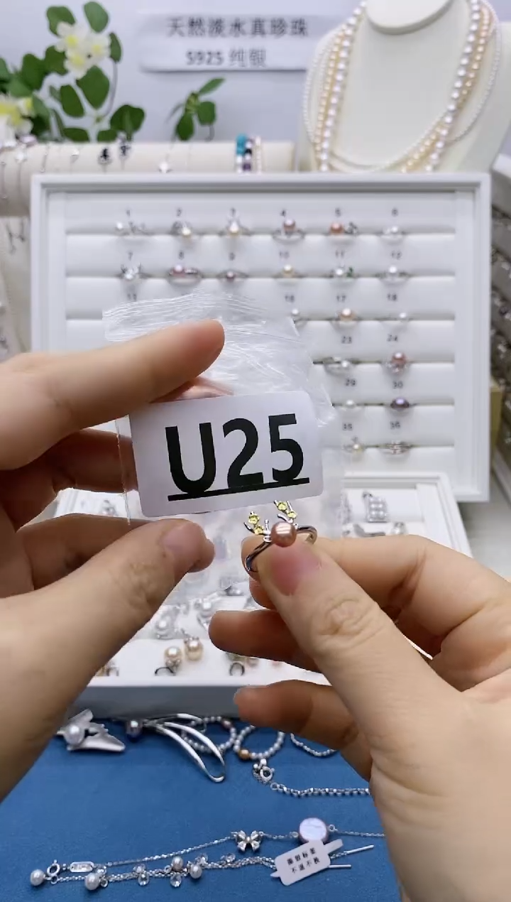 银S925镶嵌无淡水珍珠牙*U25拍二发一