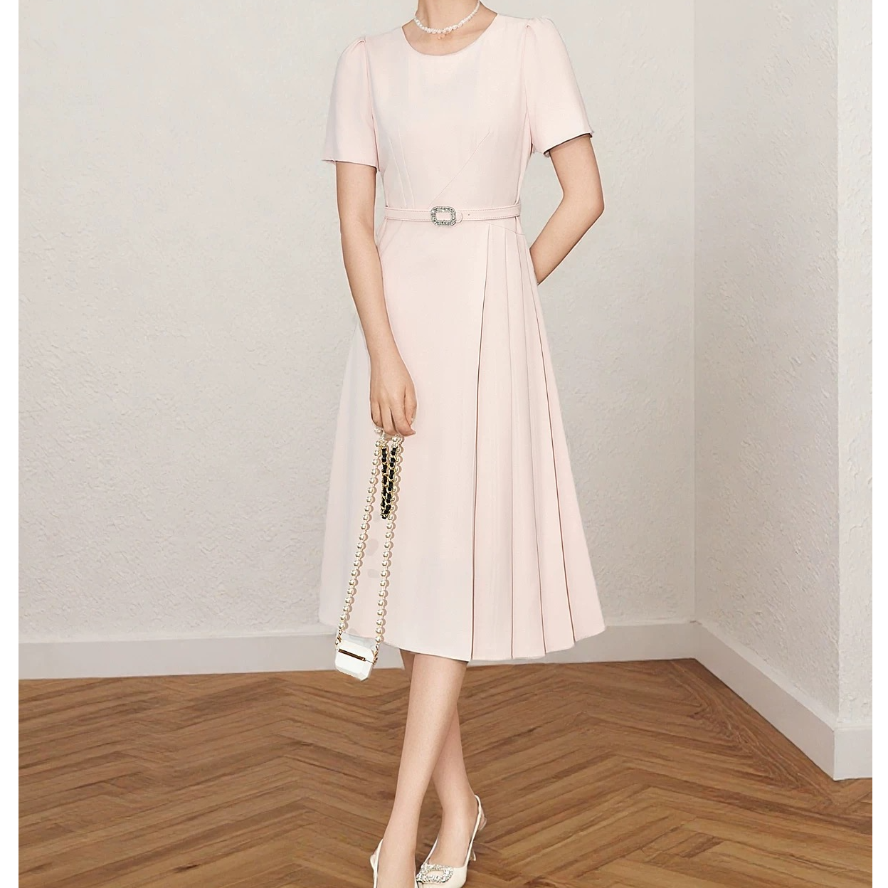 【RG6299】2025年新款气质轻奢时尚休闲优雅显瘦韩版不规则连衣裙