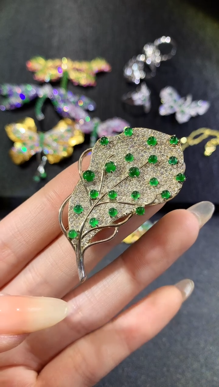 【闪购商品】翡翠挂件银S925镶嵌162-胸针