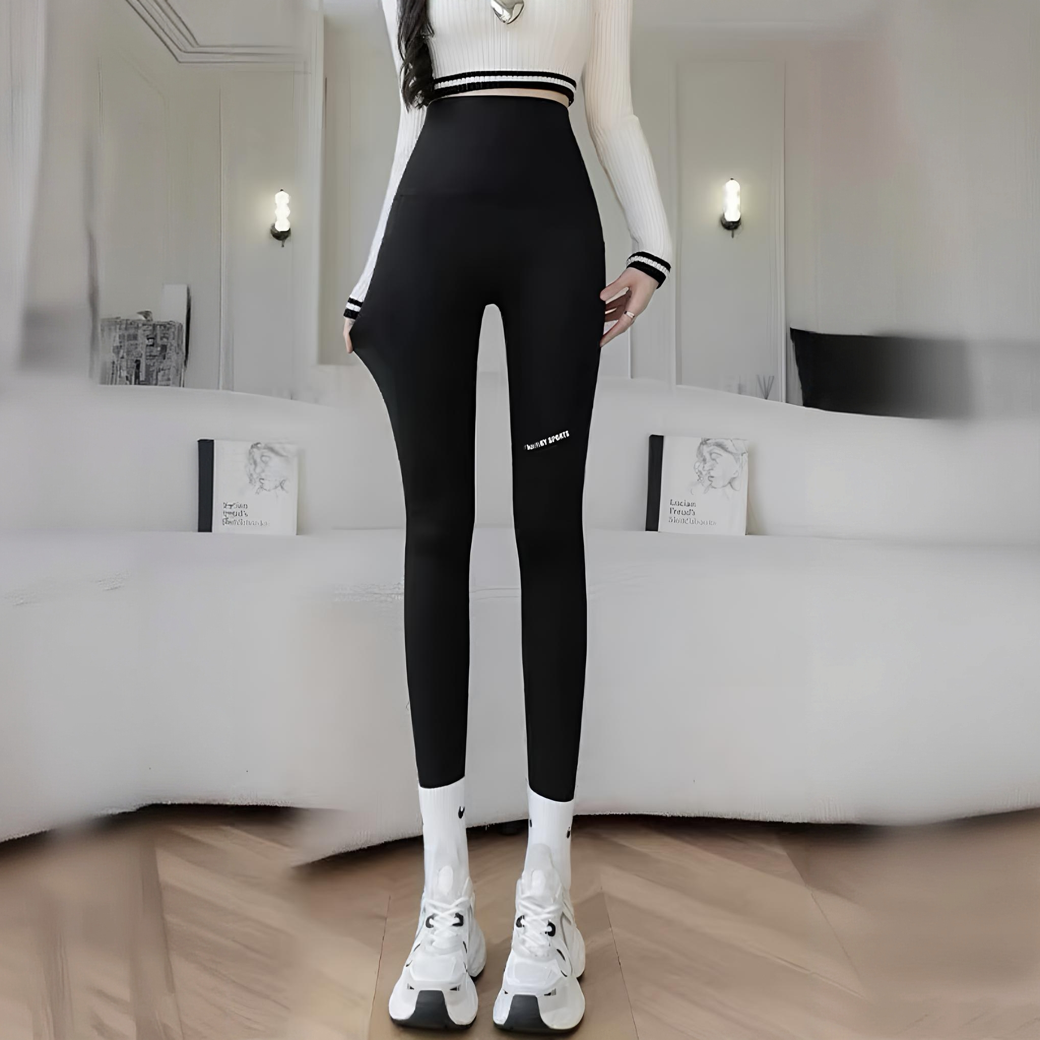 菲菲【裤子】休闲宽松高腰鲨鱼裤显瘦百搭薄款打底裤收腹弹力瑜伽裤