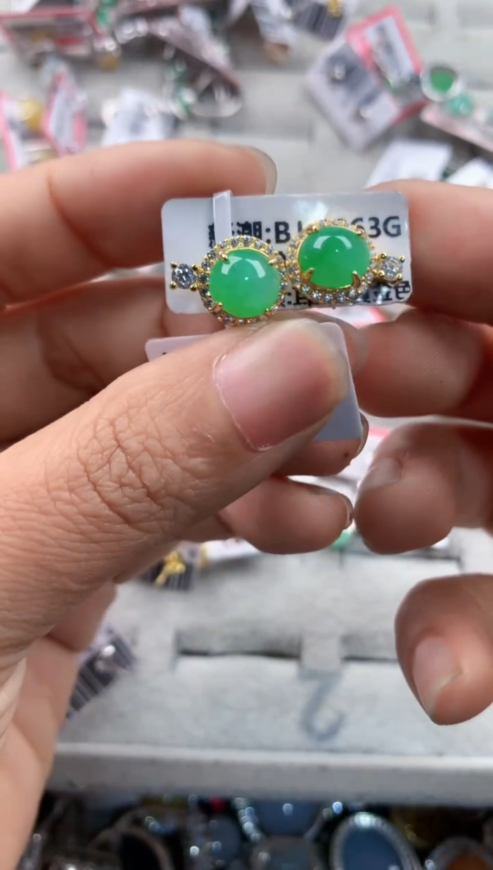 银S925镶嵌戒指翡翠5555---9