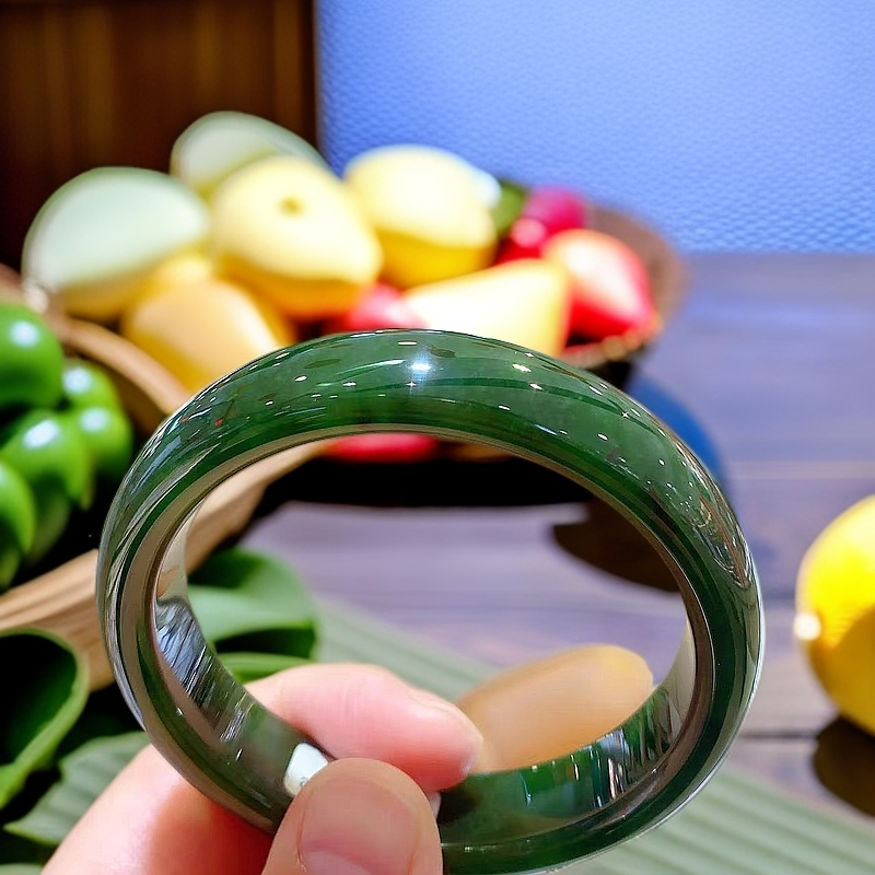 58.5圈口碧玉镯天然和田玉镯     和田碧玉镯