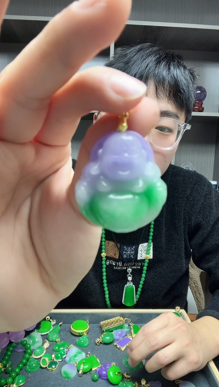 【闪购商品】翡翠吊坠(赠链)14K金镶嵌吊坠