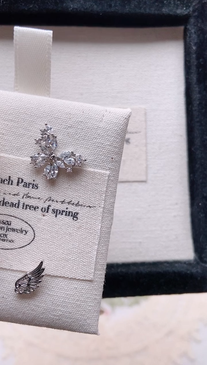 钛钢合金合成立方氧化锆白锆蝴蝶|TS26一只