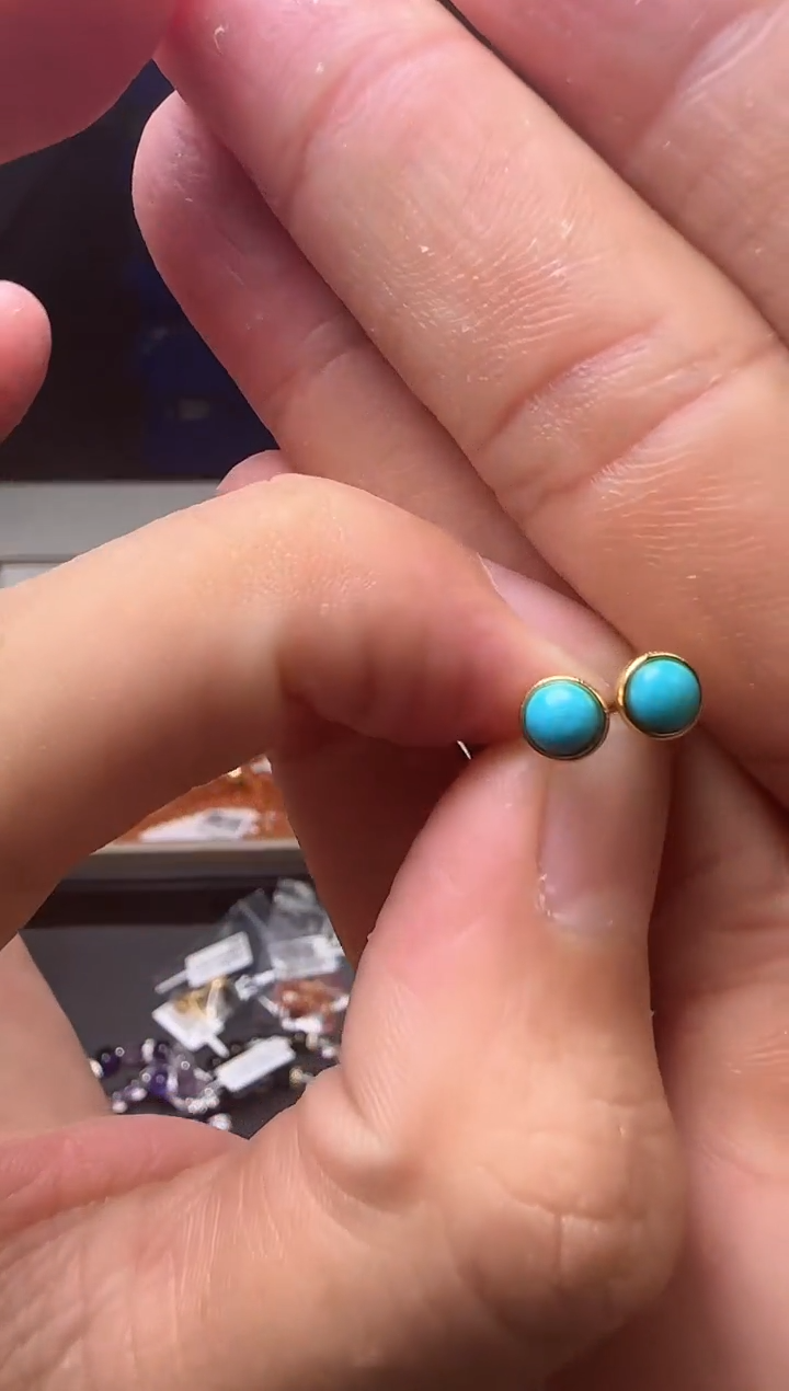 【闪购商品】绿松石耳饰未镶嵌绿松石耳钉