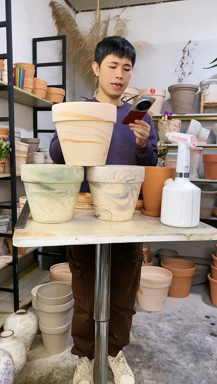 【闪购商品】红陶20*18陶盆3色组合 3盆无托