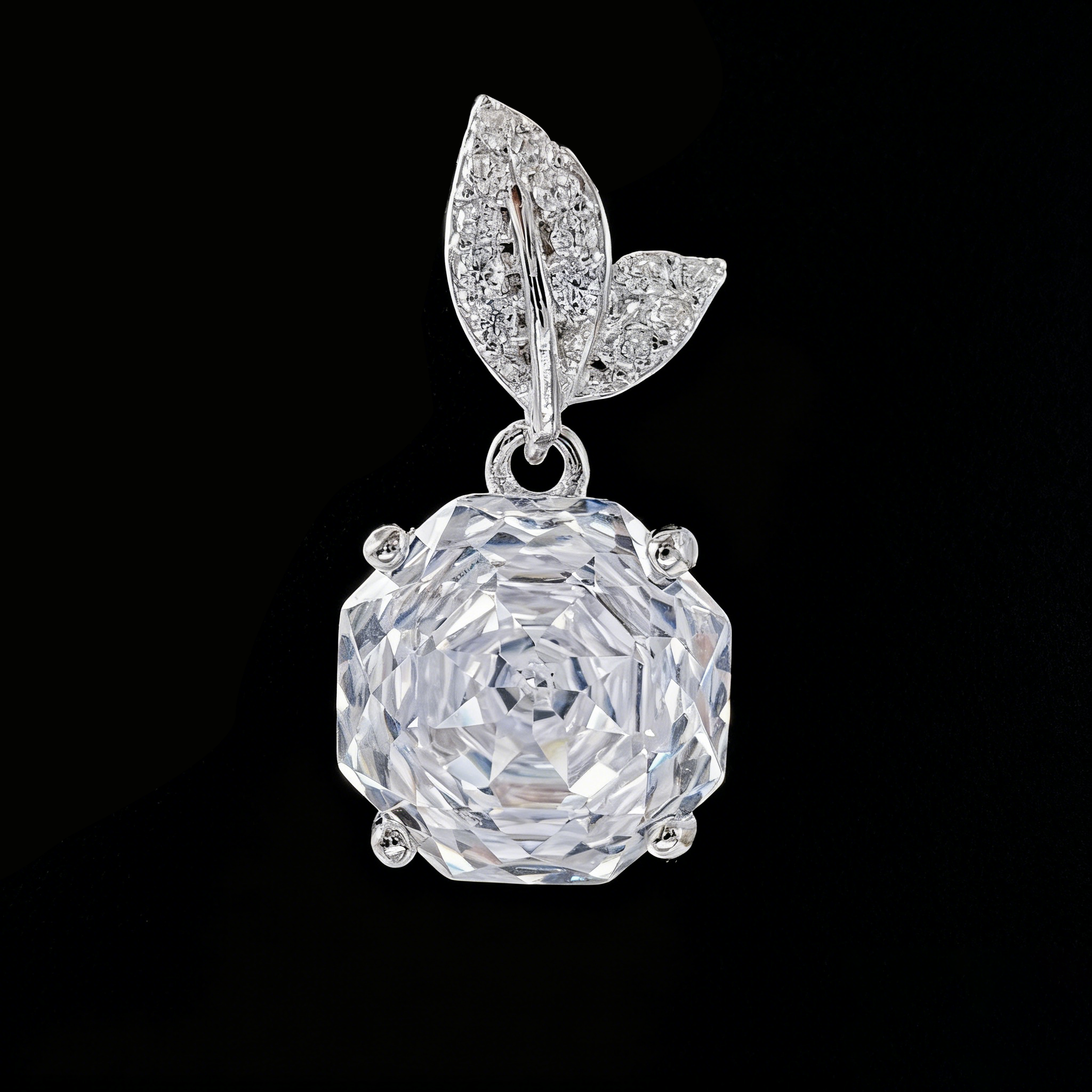 吊坠925银 木木（M176) 纯银千禧玫瑰切工单钻吊坠