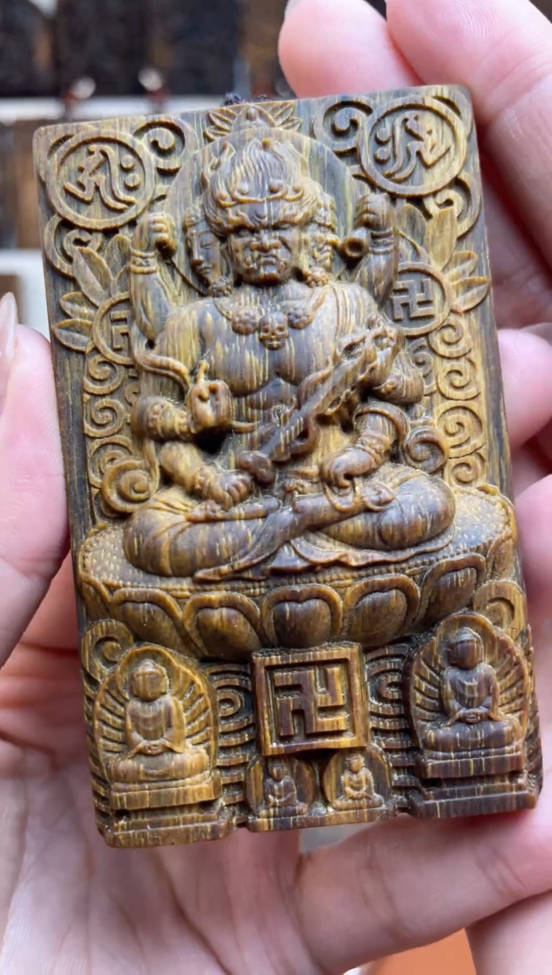 木木雕款芽庄 十二生肖守护 不动明王8cm送养香瓶 