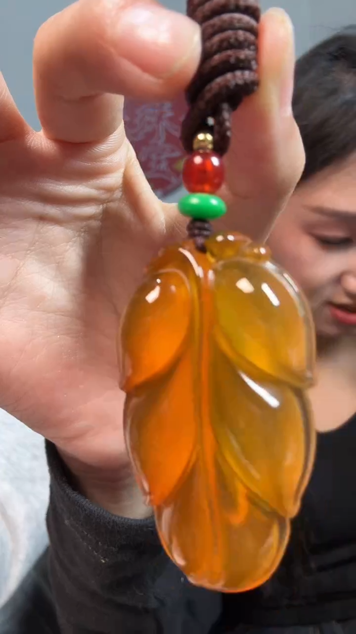 未镶嵌颈饰玛瑙/玉髓2340天然珠宝叶子带绳多样性发一个