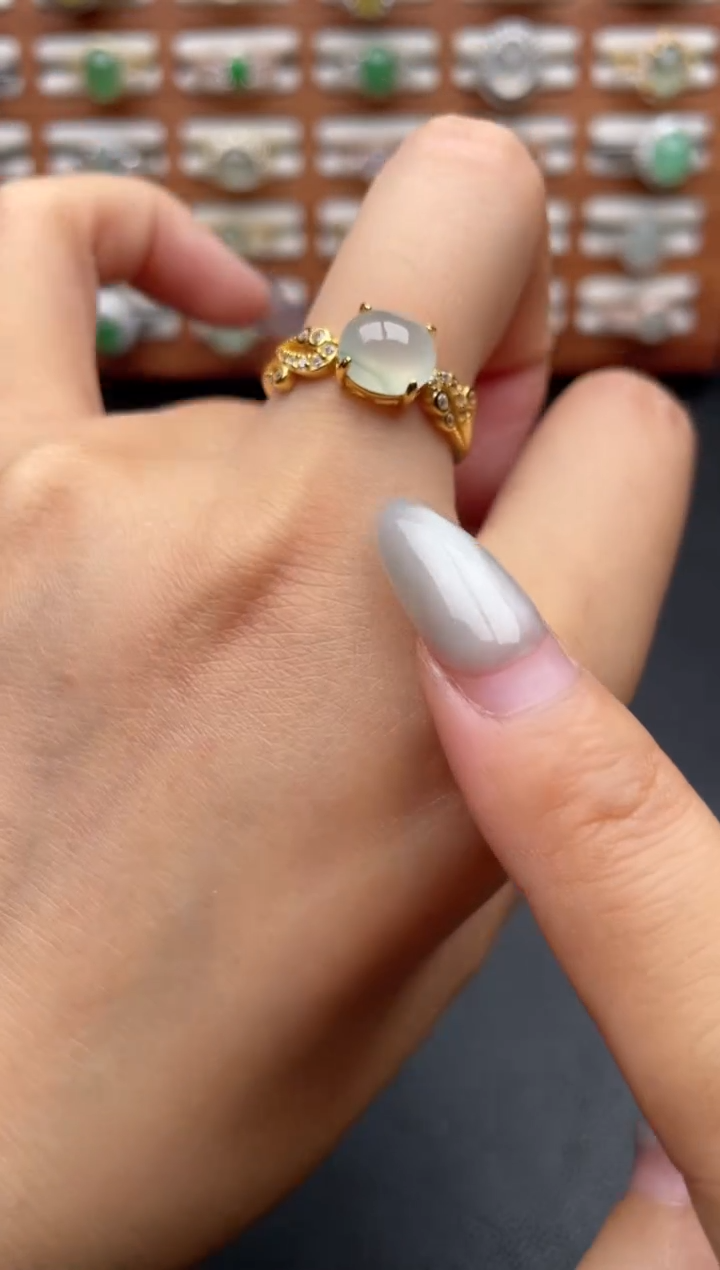 翡翠戒指银S925镶嵌一物一证一礼盒