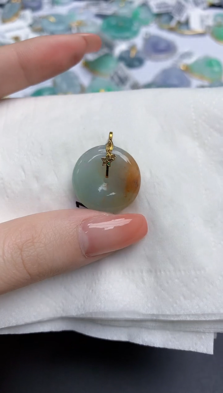 【闪购商品】翡翠颈饰18K金镶嵌天然缅甸翡翠A货