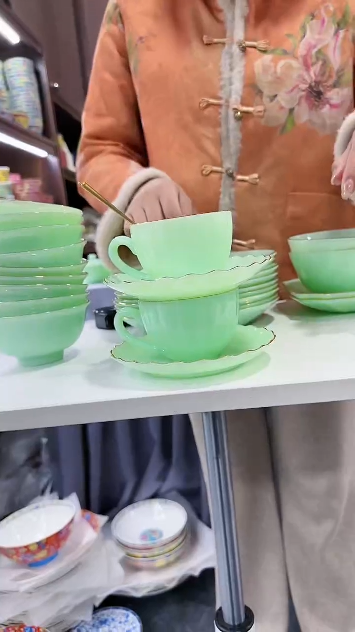 【闪购商品】瓷片玉瓷咖啡杯三件套2只