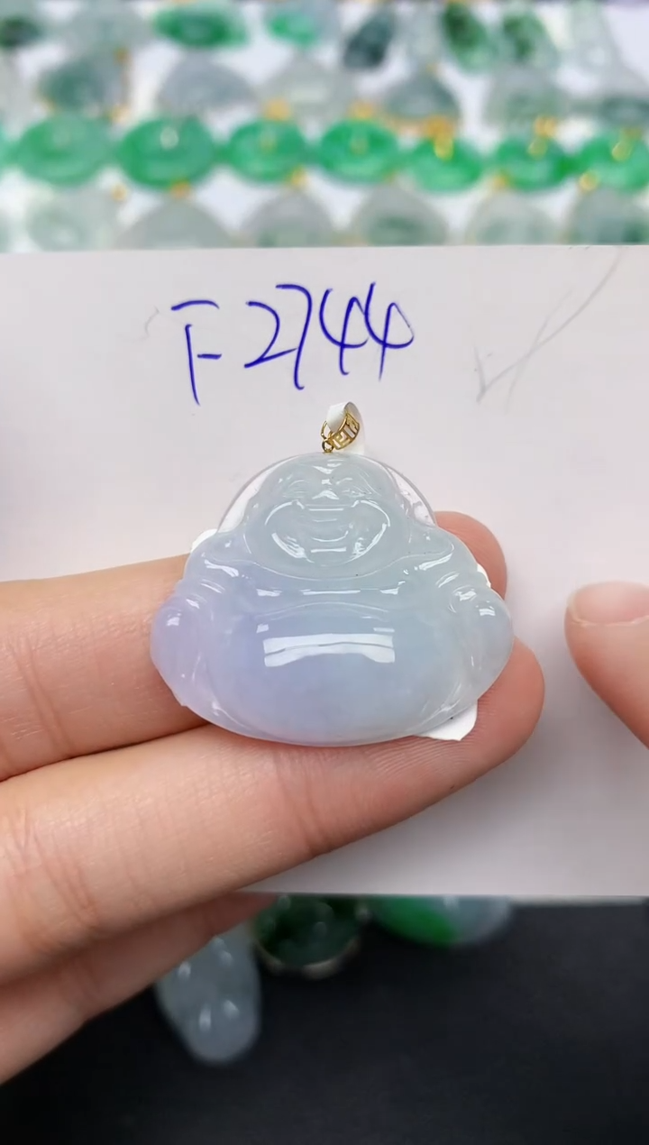 颈饰18K金镶嵌翡翠天然缅甸A货翡翠百元以上9元证书费自理