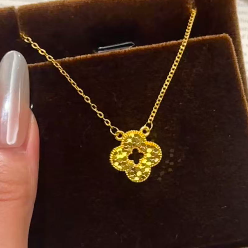 铜合金项链 四叶草项链 · 碎碎冰工艺时尚爆闪套链通勤百搭锁骨链