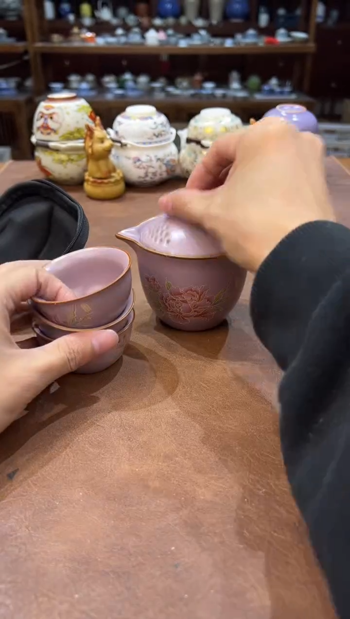 真的很便宜超好看会开片的旅行茶具
