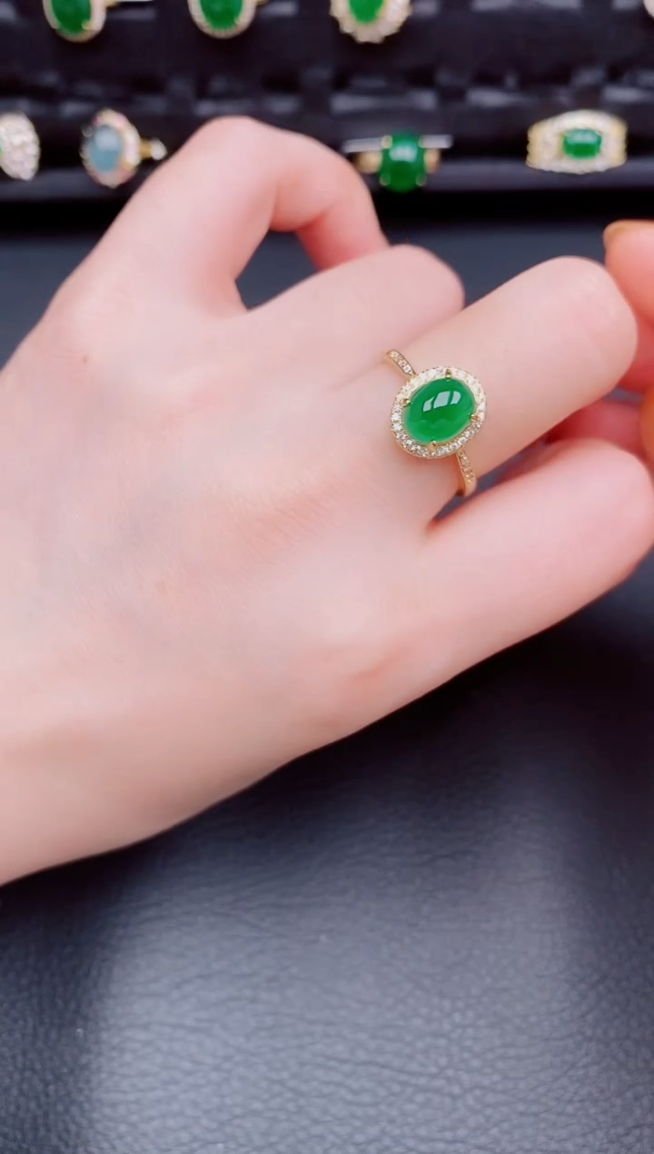 【闪购商品】翡翠戒指银S925镶嵌天然a货翡翠262