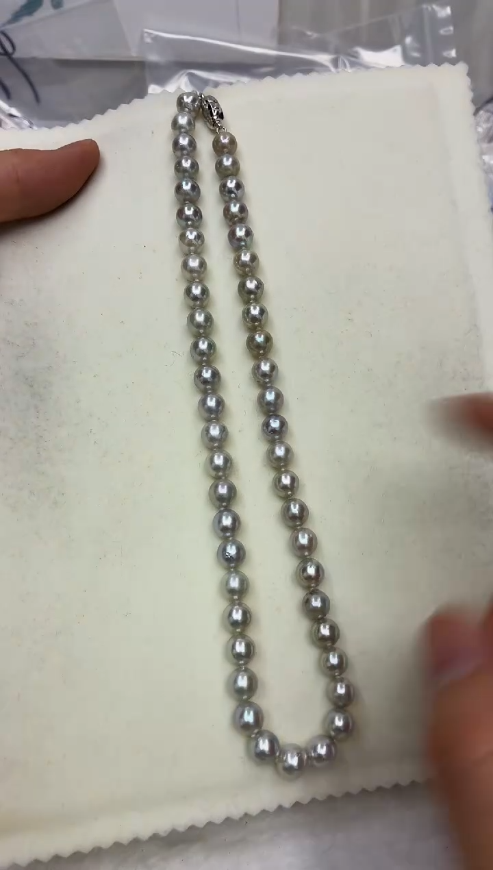 未镶嵌DA海水珍珠灰珠串链8-9 y769
