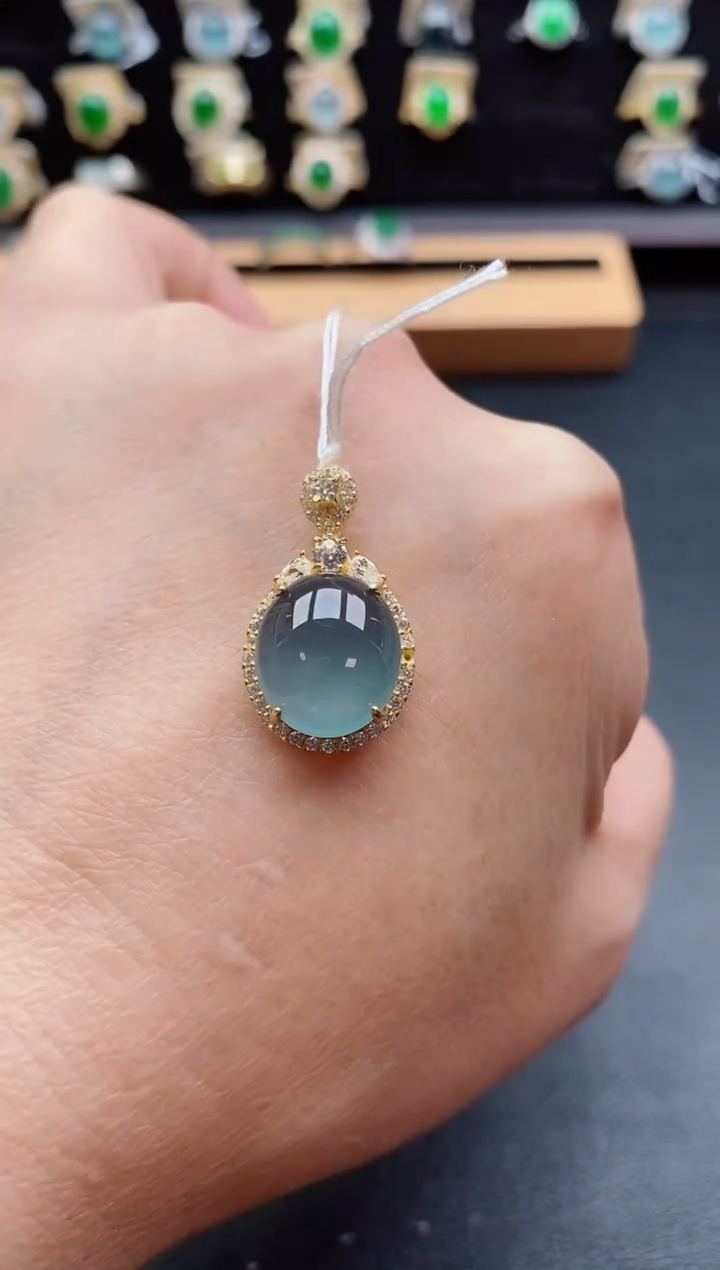 吊坠(赠链)银S925镶嵌翡翠1