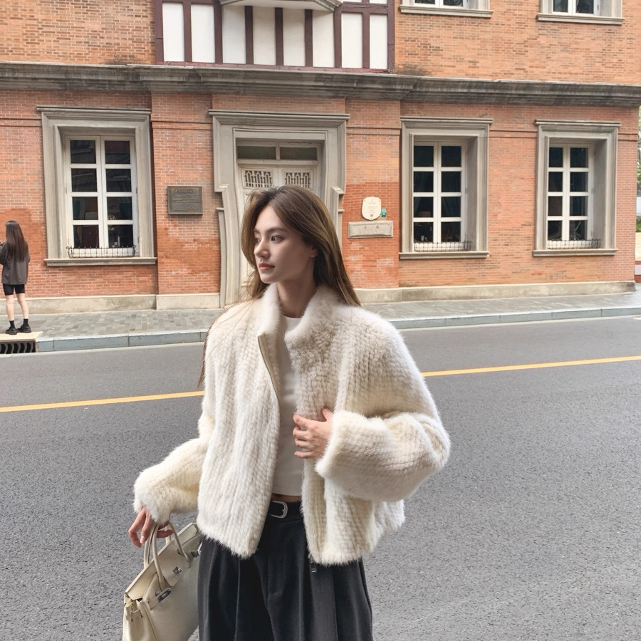 0766 毛毛外套女2025新立领拉链大衣大仓库