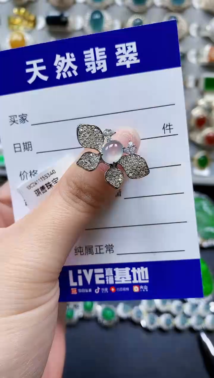 【闪购商品】翡翠银S925镶嵌戒指0296