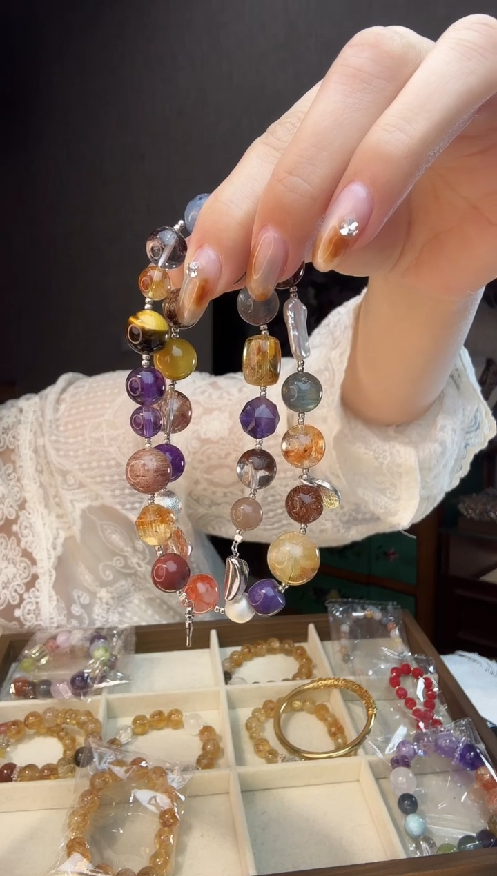 项链银S925镶嵌水晶多宝项链