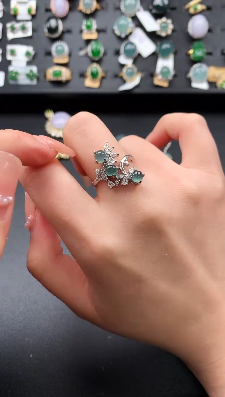 【闪购商品】翡翠戒指银S925镶嵌52141