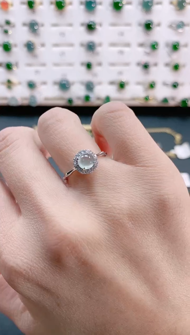 【闪购商品】翡翠戒指银S925镶嵌天然翡翠