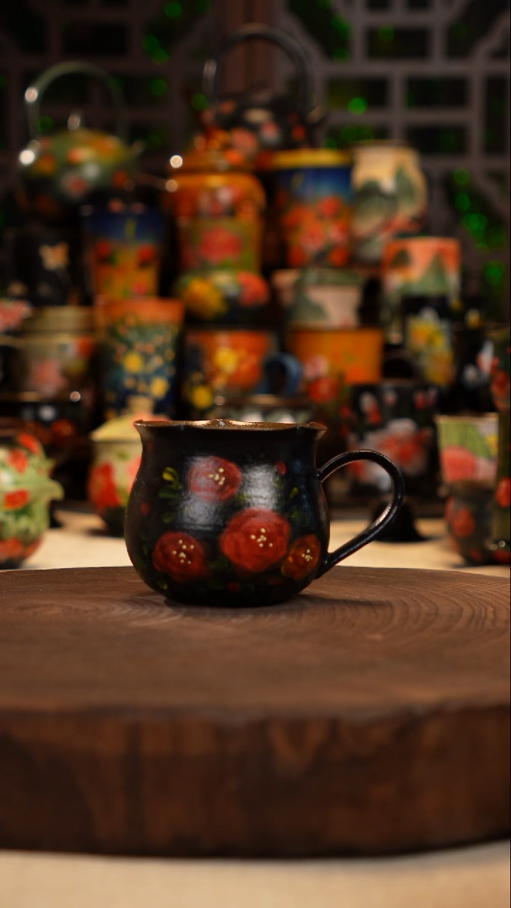 手绘   油画釉下彩   杯子