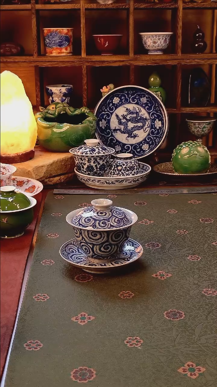 【手工手工祥云三才盖碗】