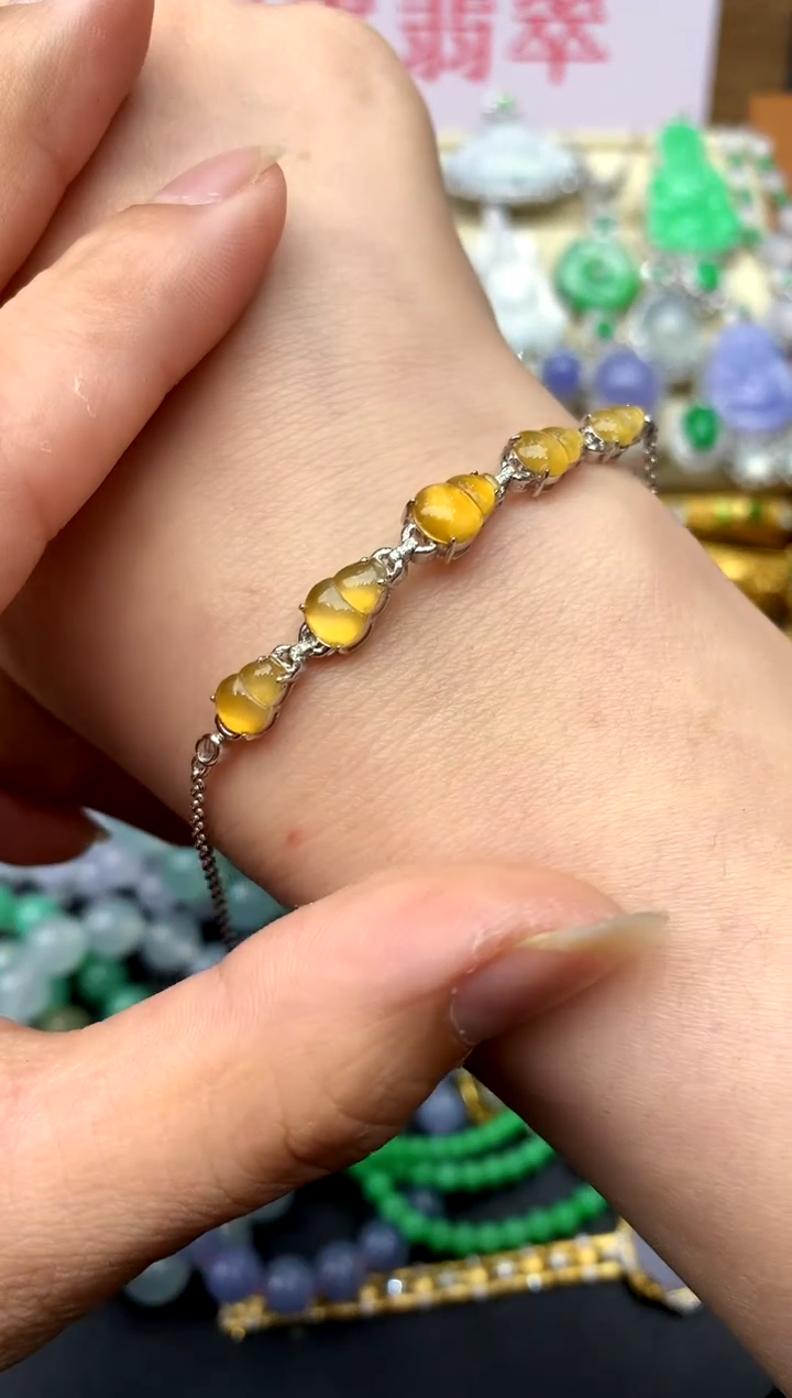 18K金镶嵌手串翡翠437-中国好珍宝