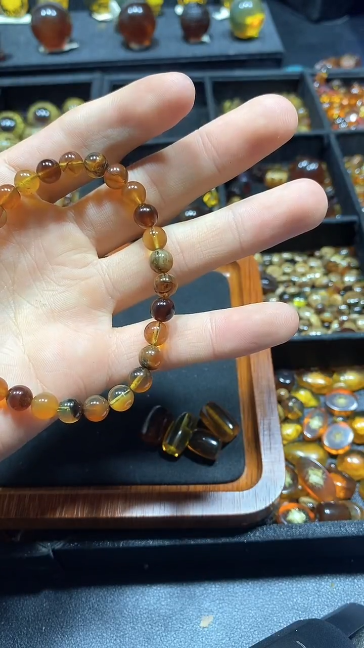琥珀颈饰未镶嵌天然缅甸琥珀手串