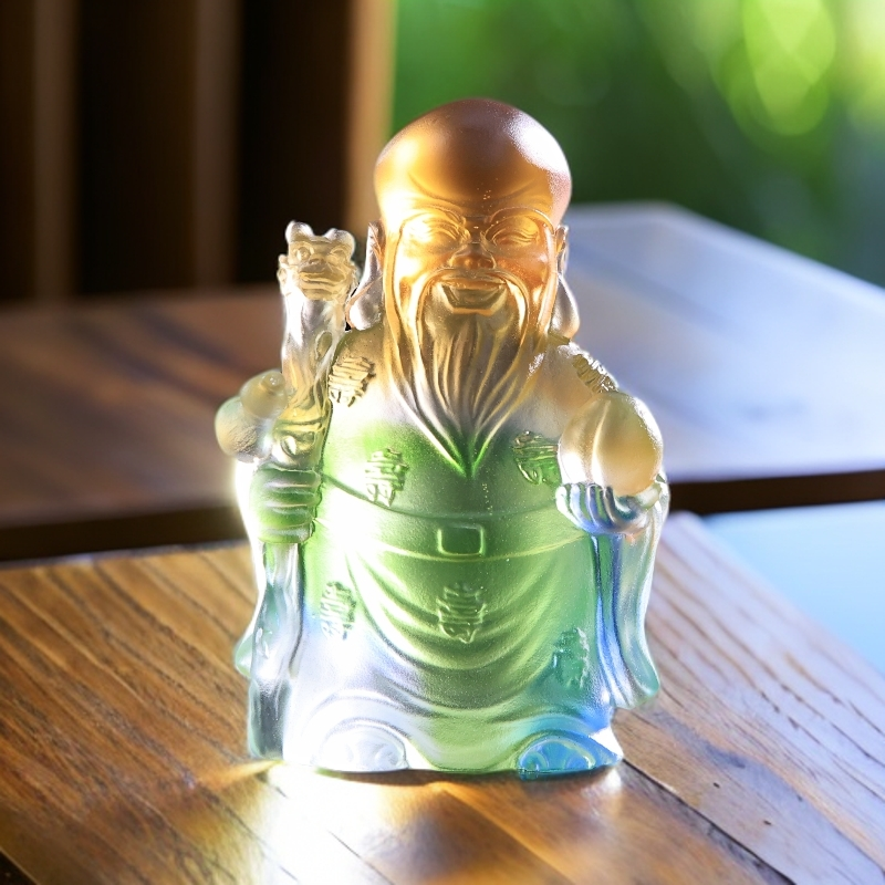 手工雕刻水琉璃小摆件客厅店铺玄关办公室招财装饰品